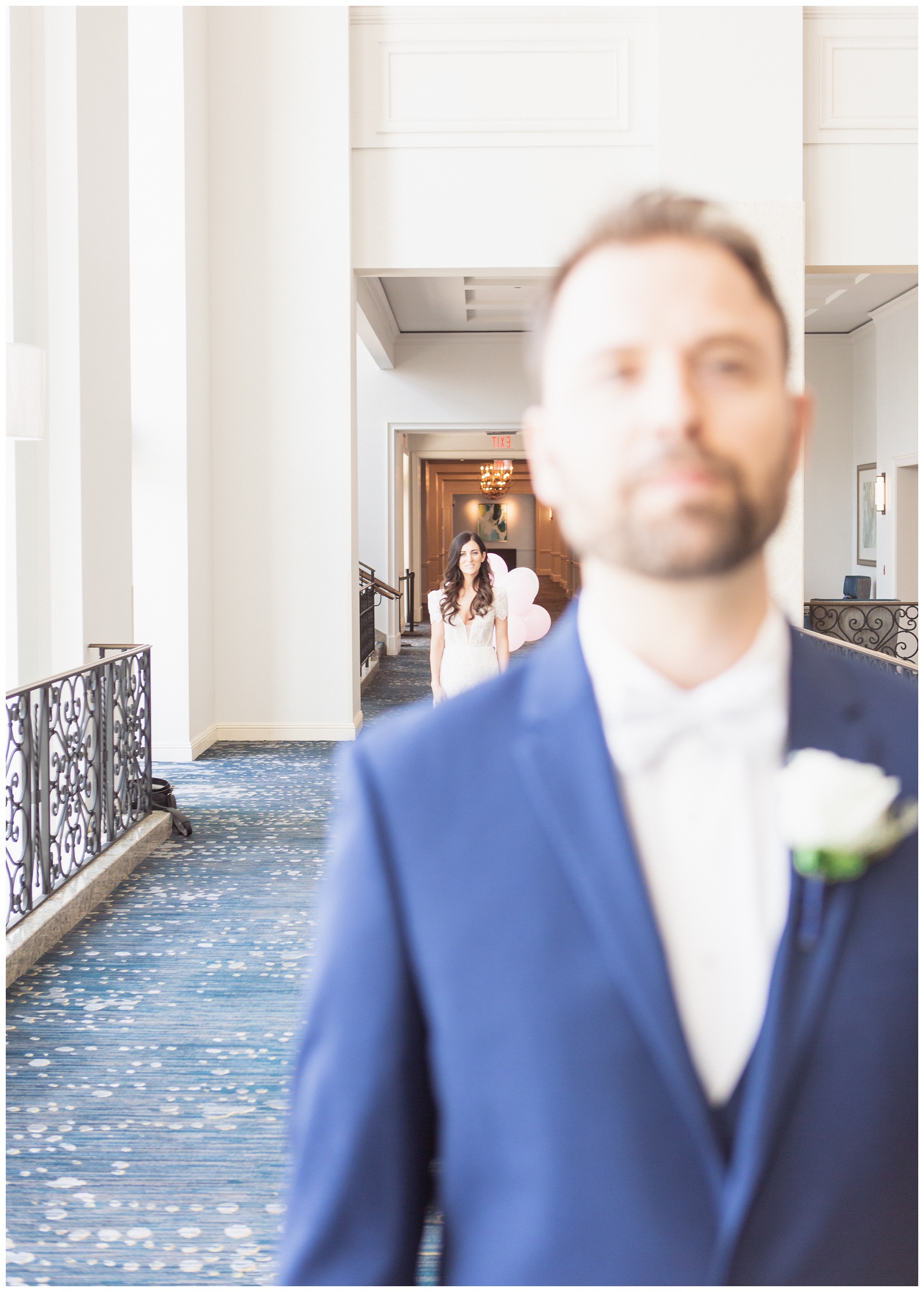 Groom waiting for bride at first look | Matlock and Kelly Photography