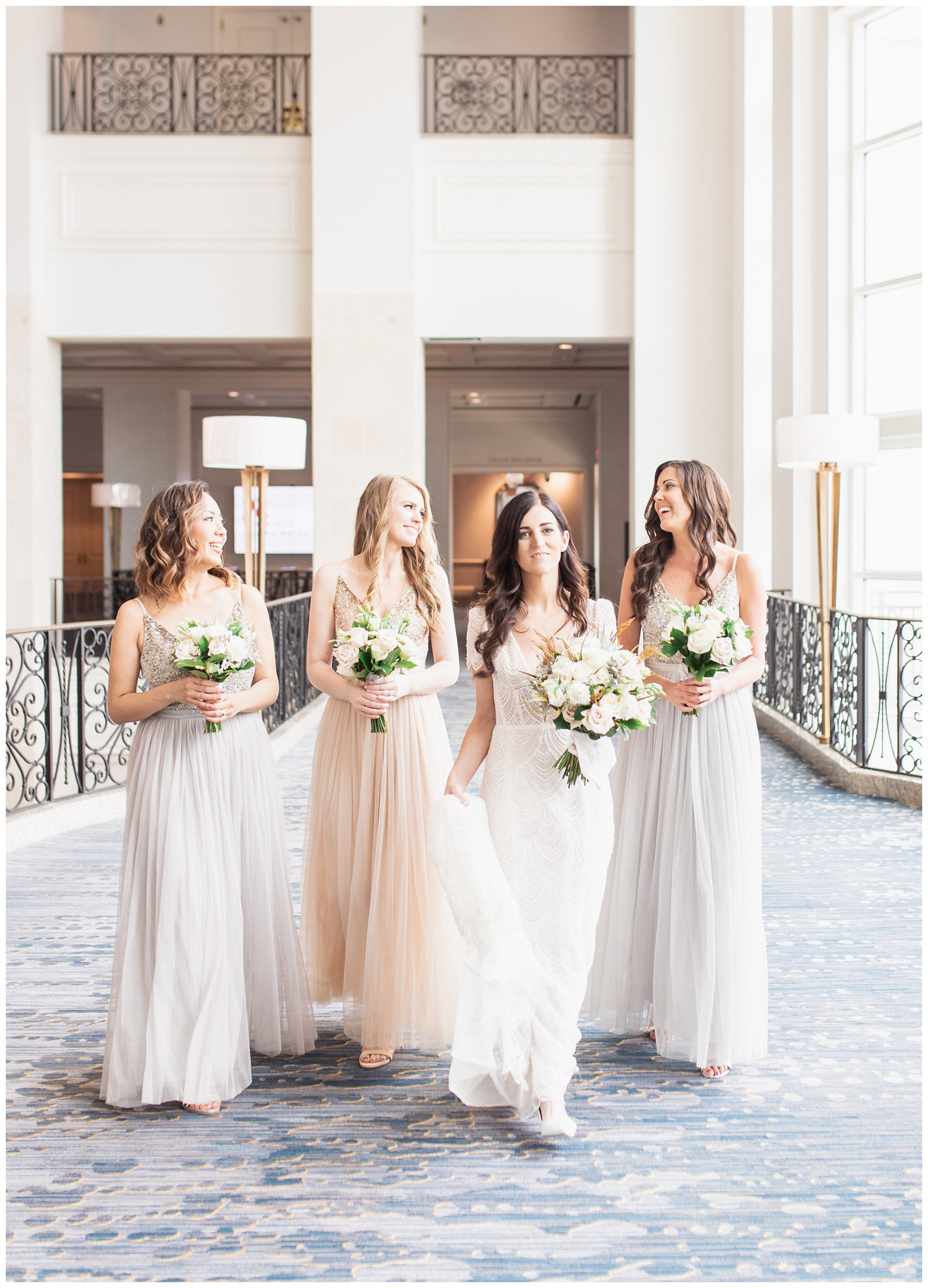 Bride walking with bridesmaids | Matlock and Kelly Photography