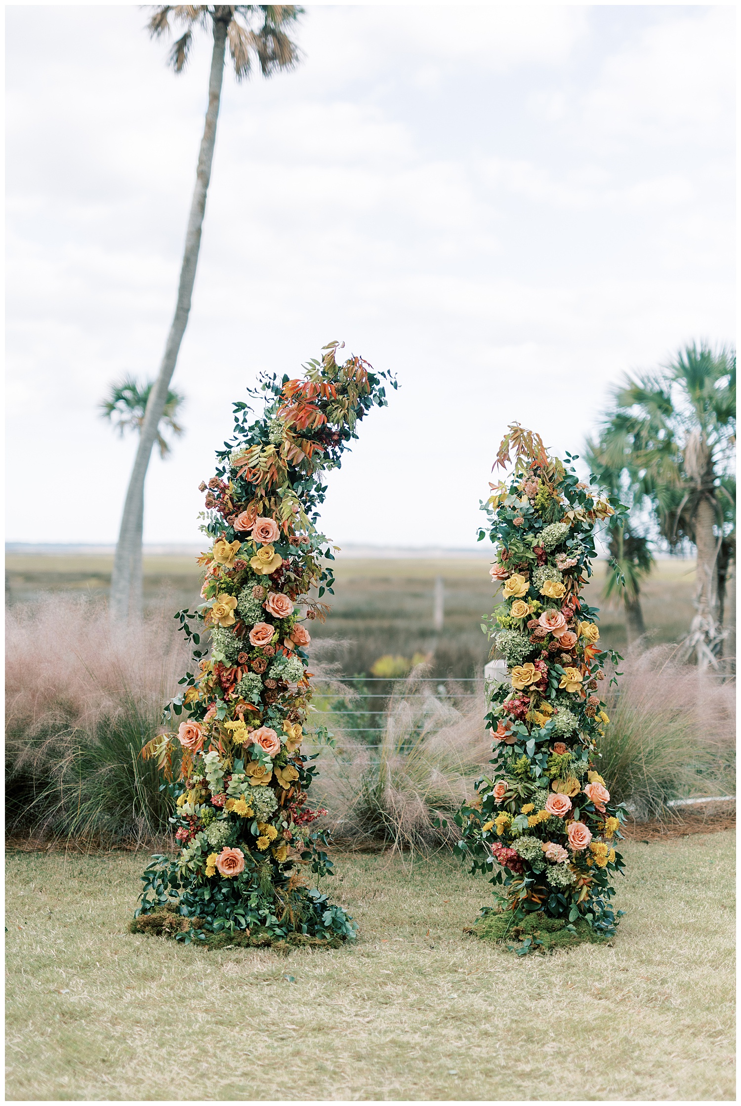 Ceremony floral arch at a Forbes Farm wedding