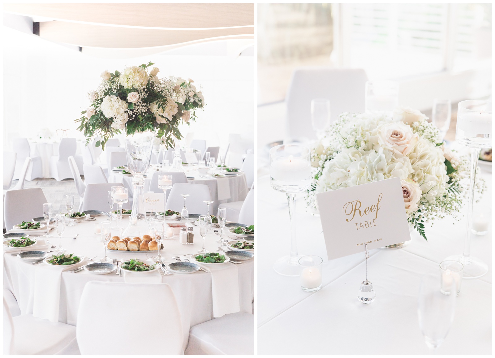 Elegant white on white wedding reception | Matlock and Kelly Photography