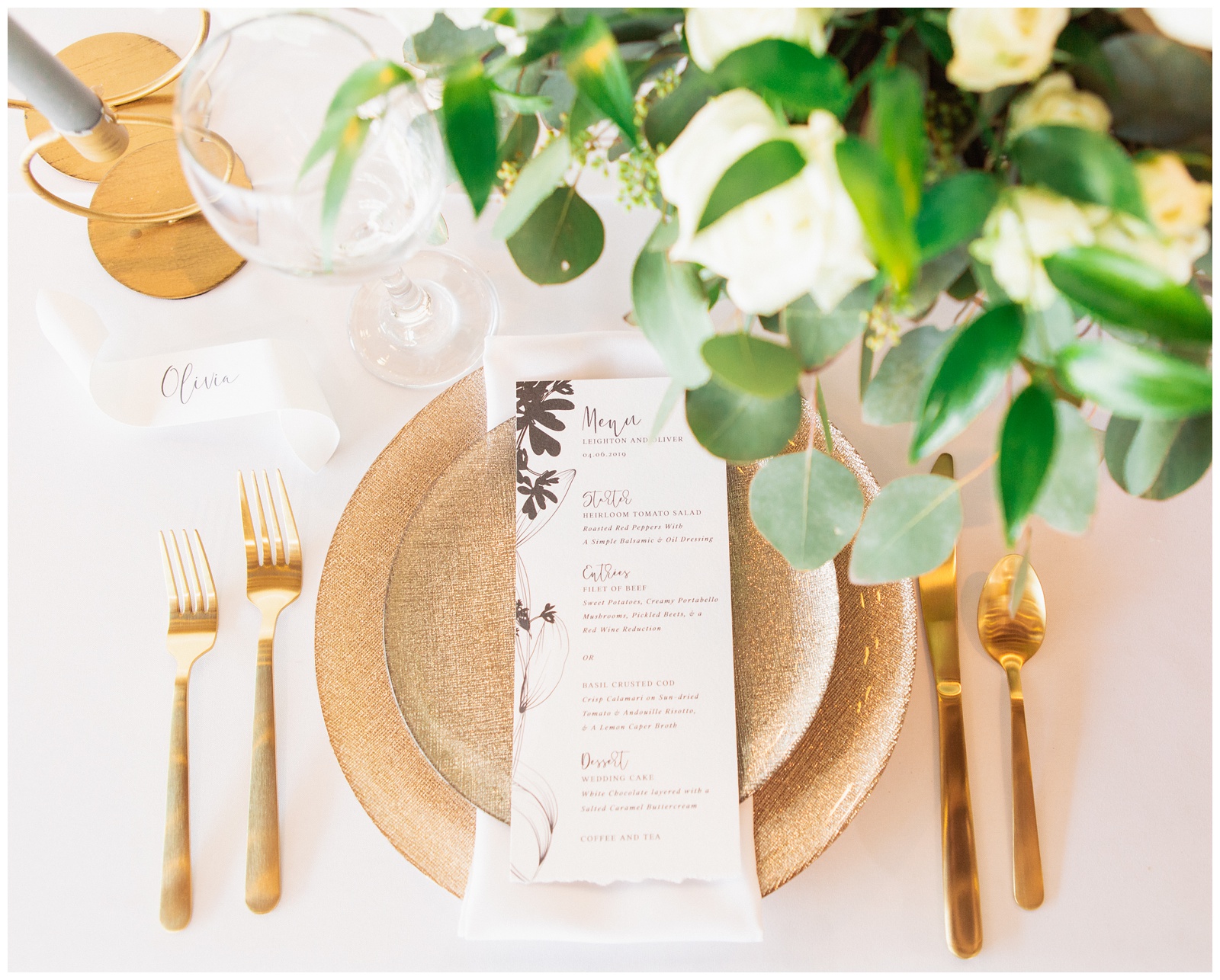 Wedding menu and reception - Matlock and Kelly Photography