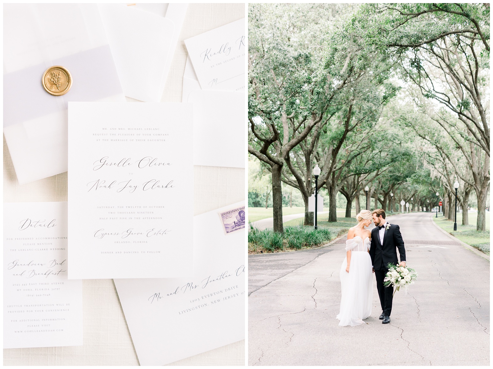 Shine wedding invitations at cypress grove estate