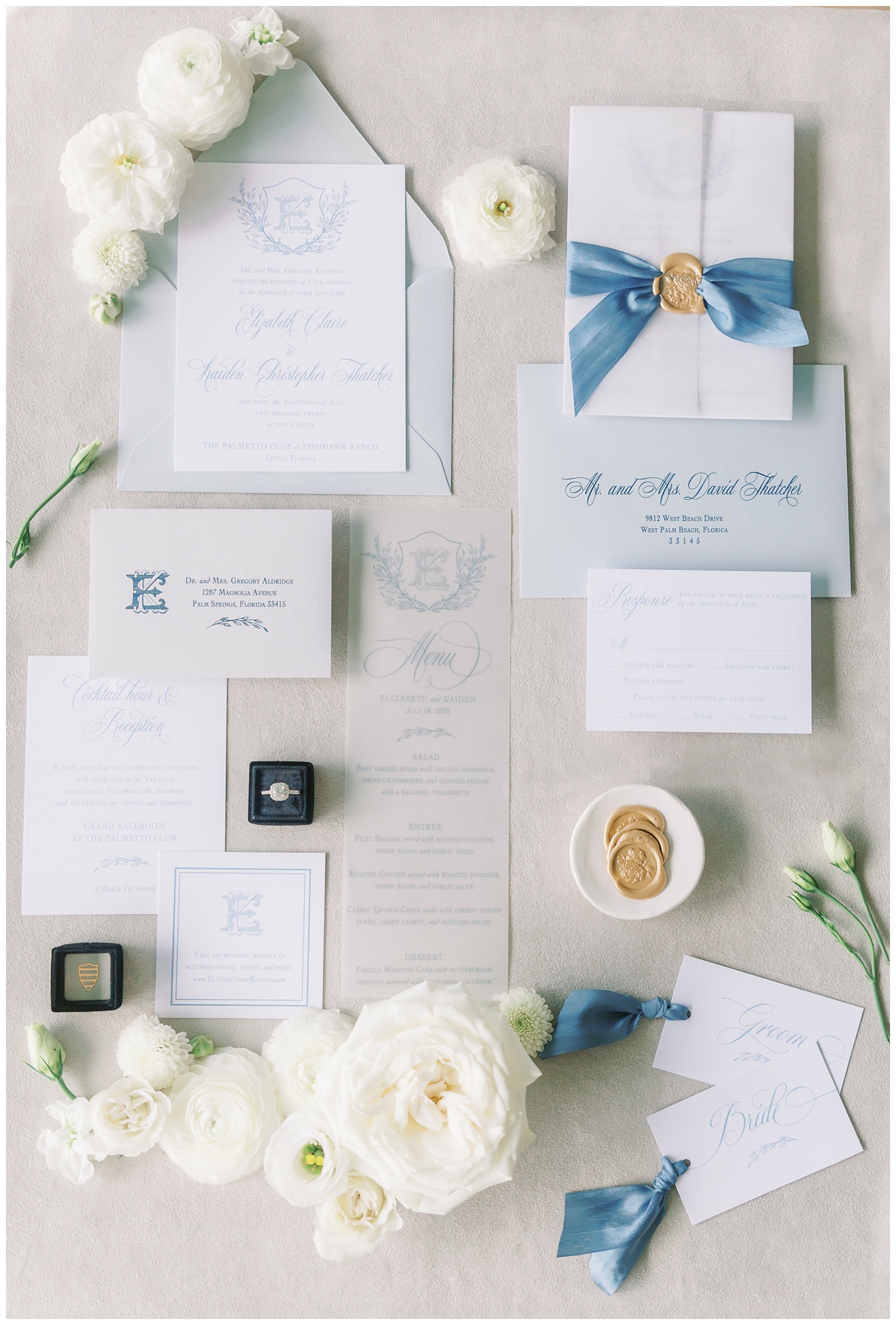 Wedding invitation suite with florals