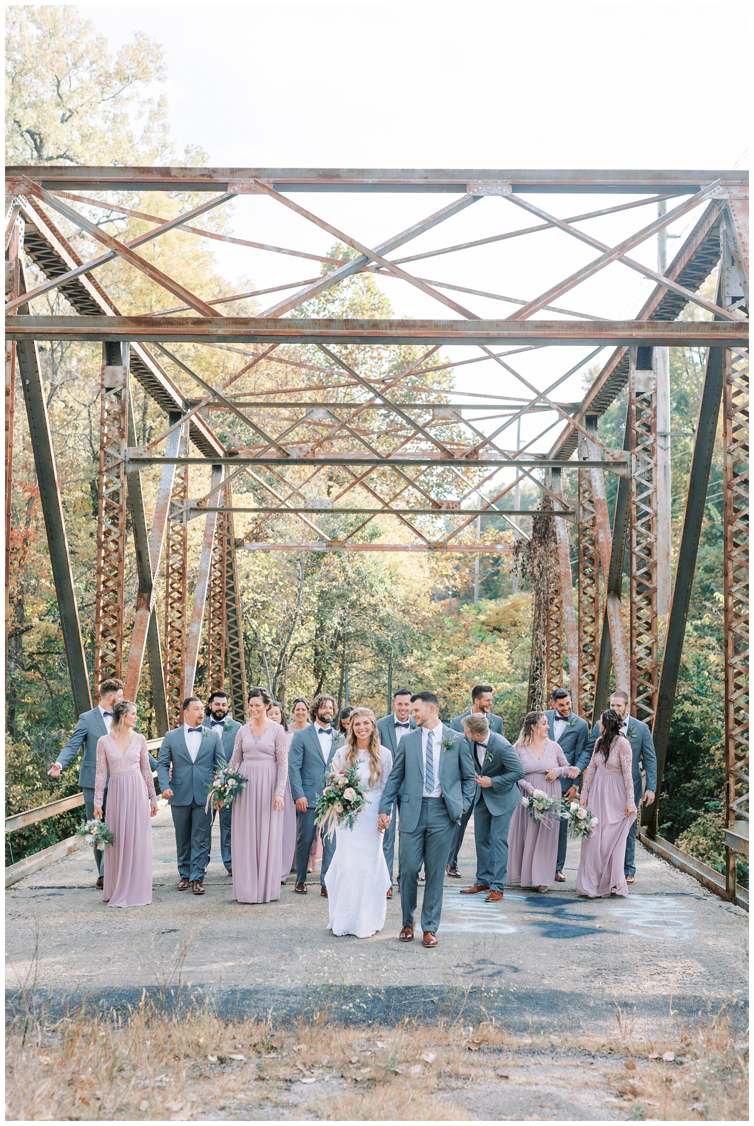 Effingham Illinois fall wedding on bridge