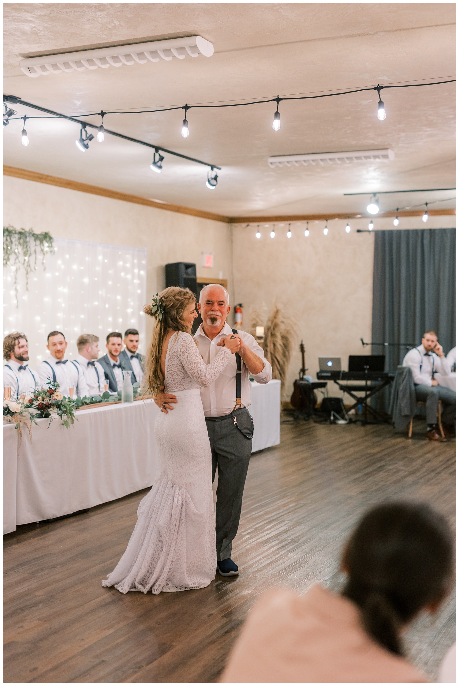 Father and daughter first dance at Illinois wedding reception