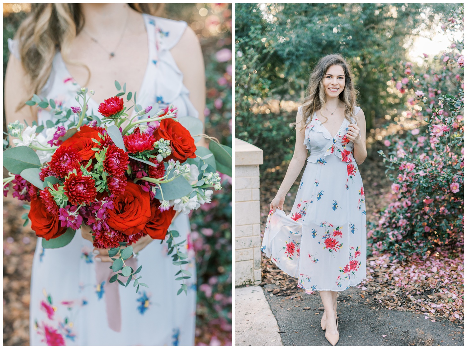 Bok Tower engagement session with bouquet from Blooming Flower Art
