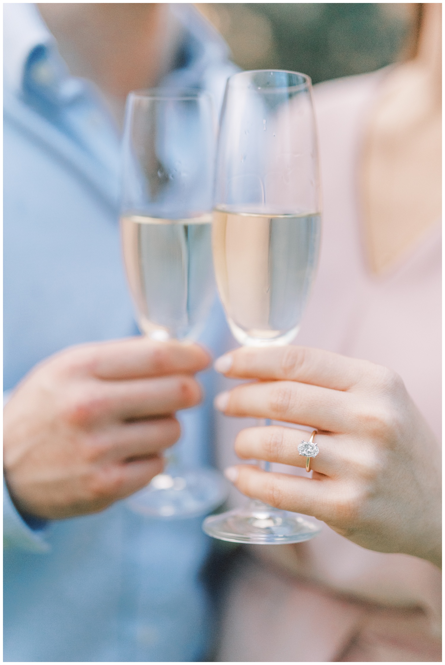 Engagement session with champagne